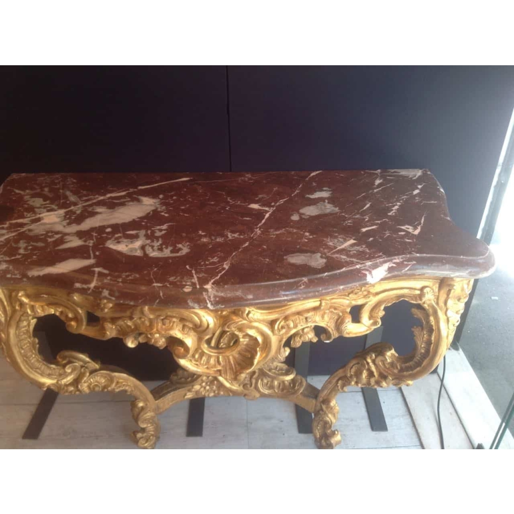 Console d’époque Louis XV en bois doré