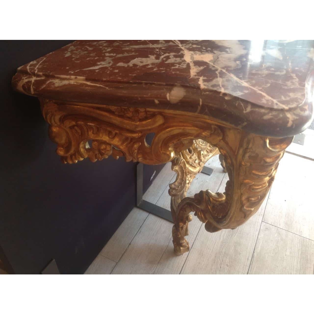 Console d’époque Louis XV en bois doré