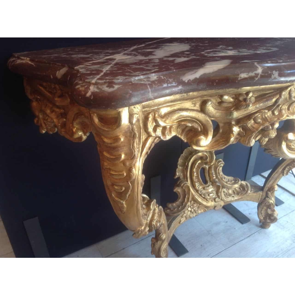Console d’époque Louis XV en bois doré