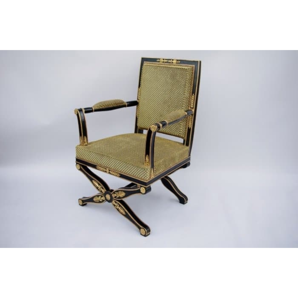 Fauteuil de style Empire en laque noire circa 1900 | Biron ||||||