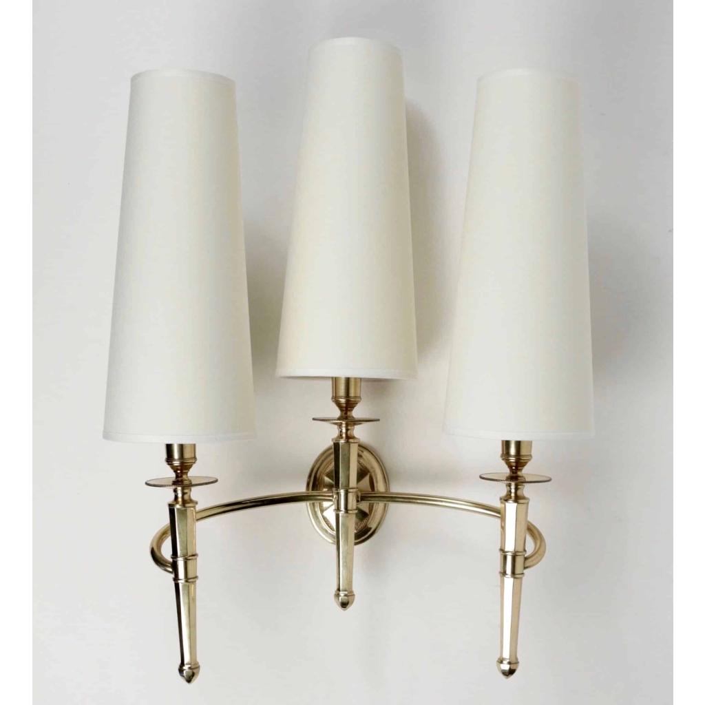 Trio d'appliques en bronze Maison Honoré 1960