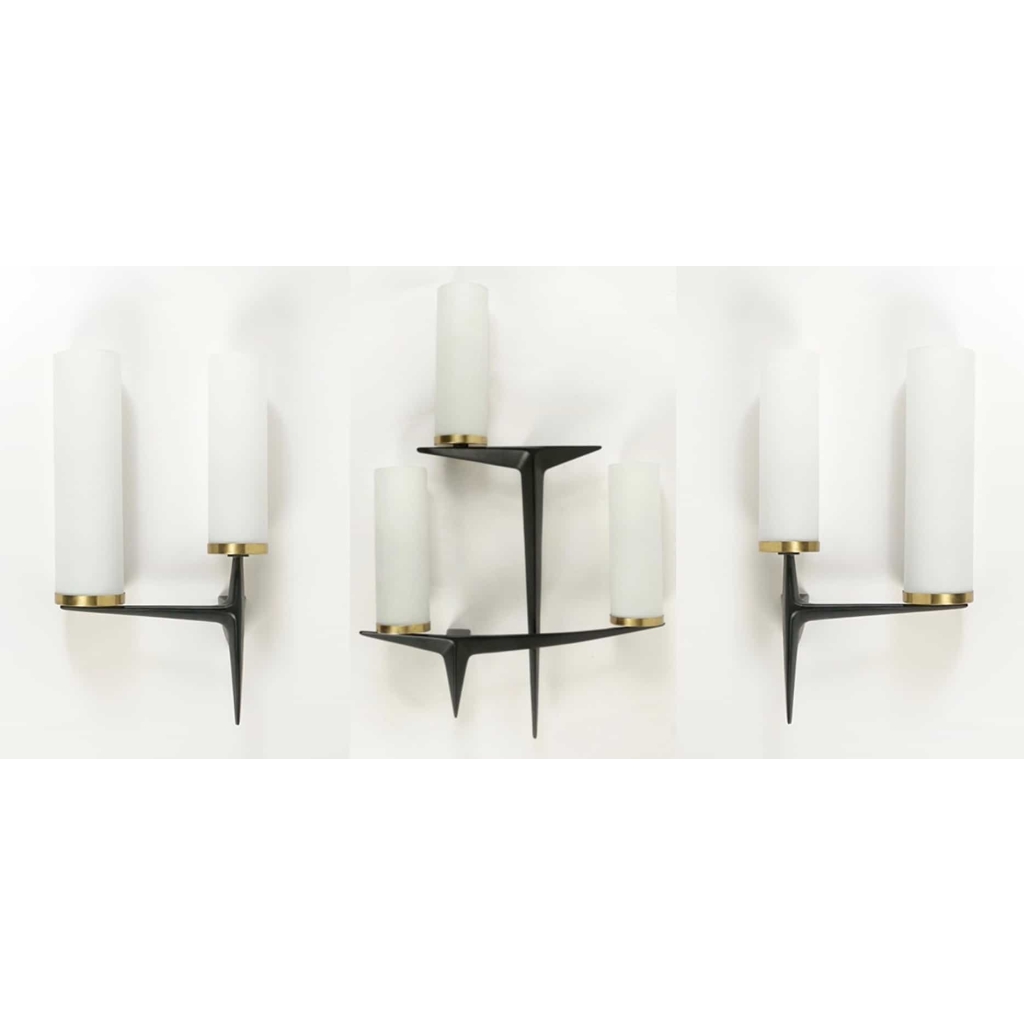 Trio d’Appliques Asymétriques Maison Arlus 1950 2