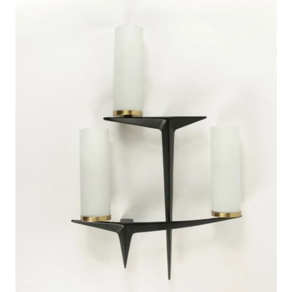 Trio d’Appliques Asymétriques Maison Arlus 1950 5