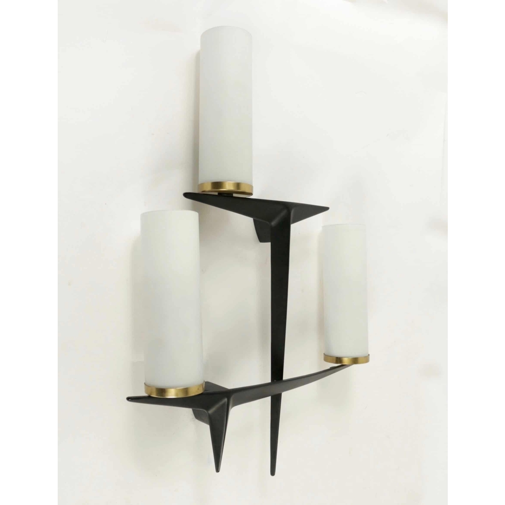 Trio d’Appliques Asymétriques Maison Arlus 1950 6
