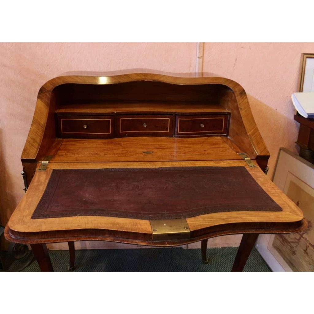 Bureau de pente marqueté style Louis XV fin du 19e siècle