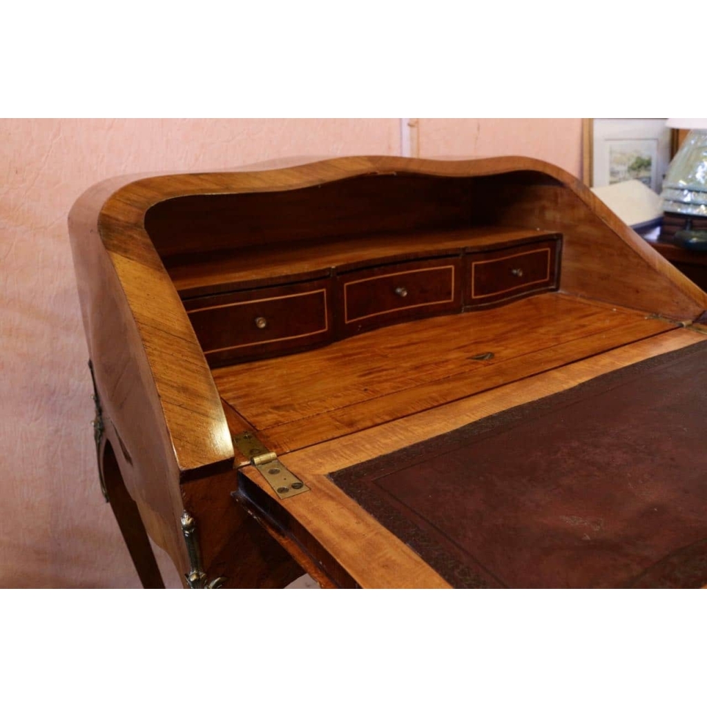 Bureau de pente marqueté style Louis XV fin du 19e siècle