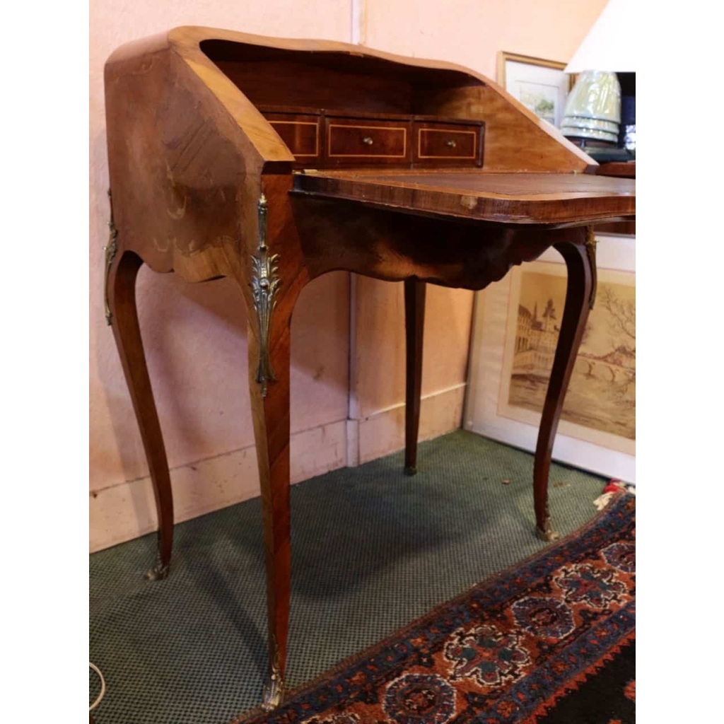 Bureau de pente marqueté style Louis XV fin du 19e siècle