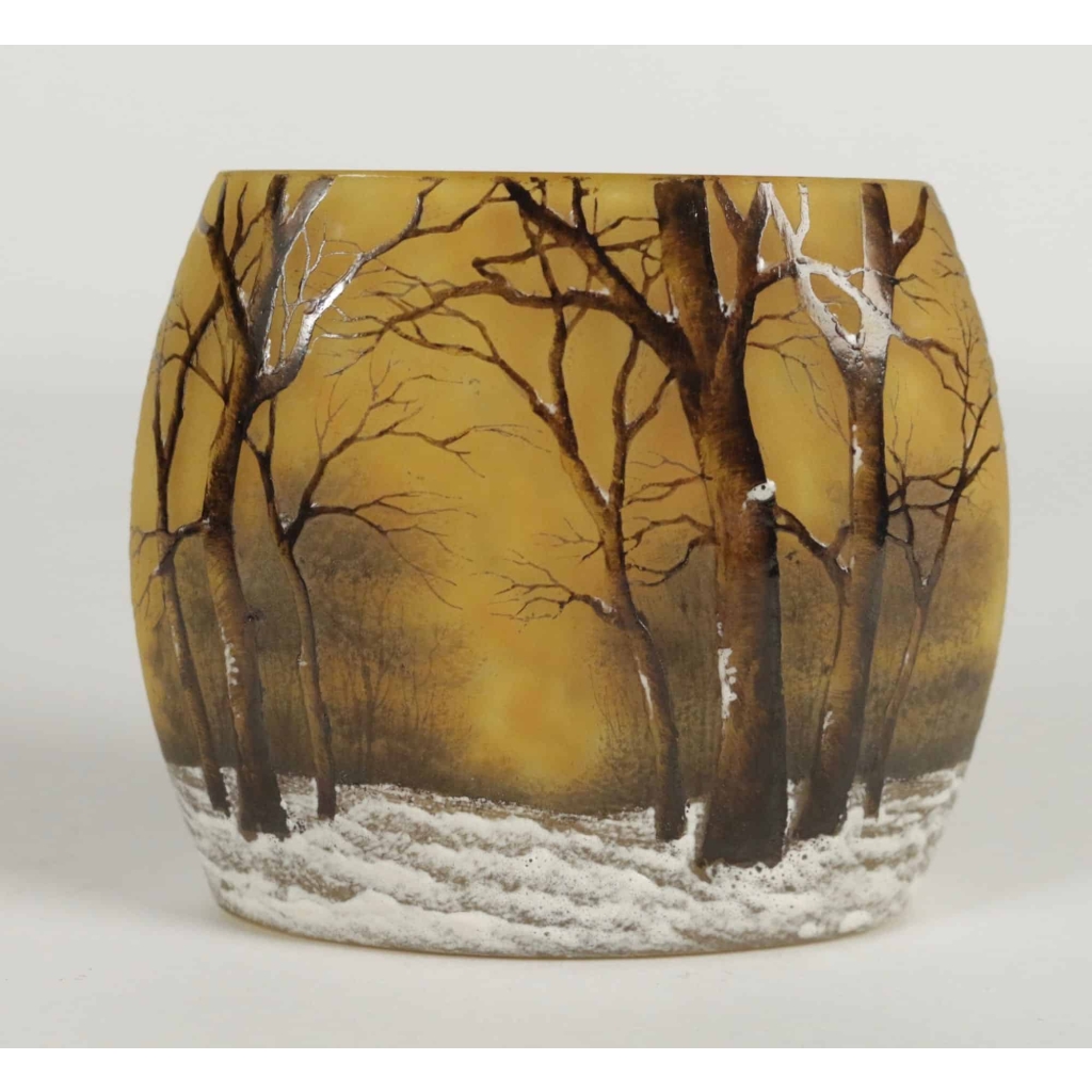 Daum Vase Paysage de neige en hiver | Biron ||||