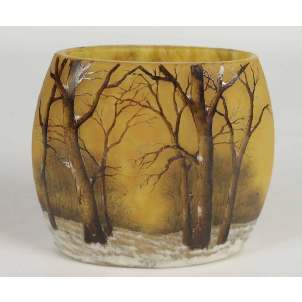 Daum Vase Paysage de neige en hiver | Biron Daum Vase Paysage de neige en hiver