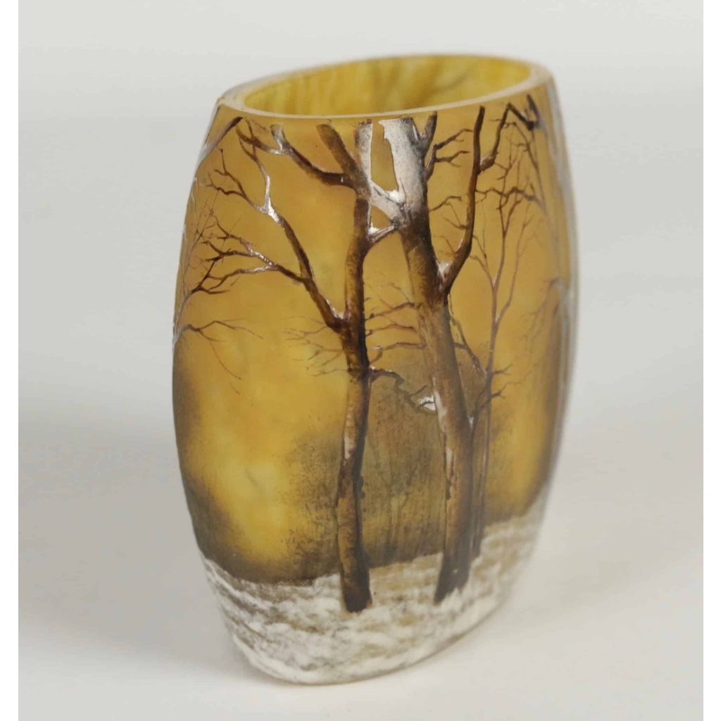 Daum Vase Paysage de neige en hiver | Biron Daum Vase Paysage de neige en hiver