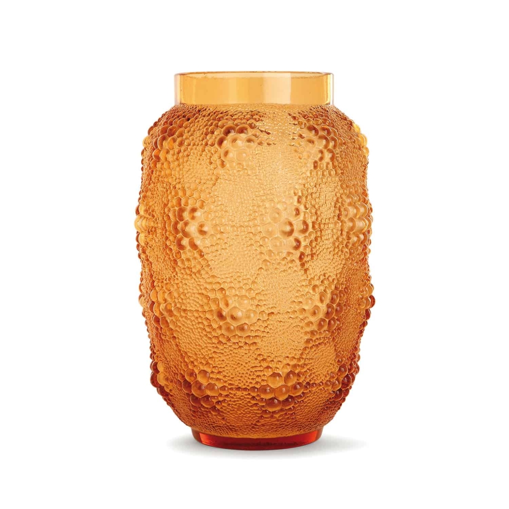 RENÉ LALIQUE (1860-1945) Vase “Davos“ en verre ambre | Biron ||||