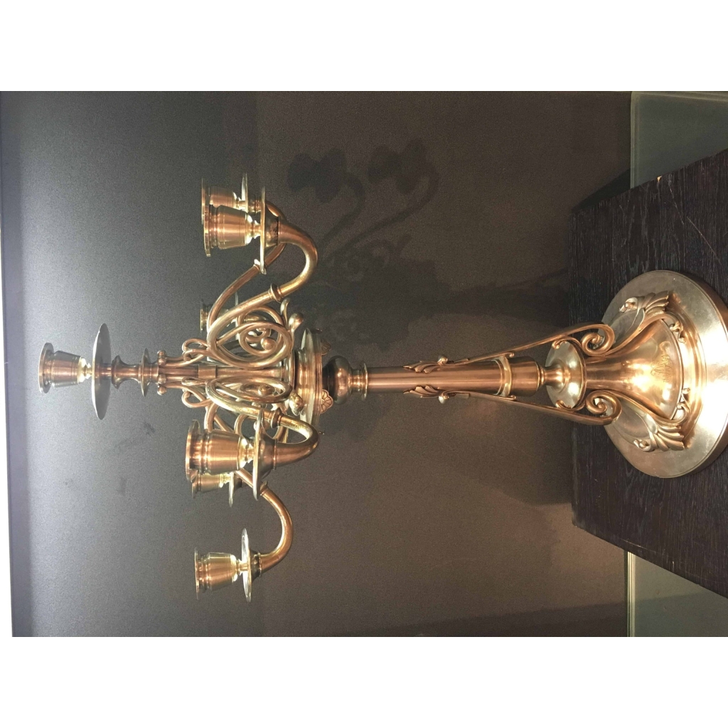 Christofle Paire de candélabres en bronze argenté 7 lumières | Biron Christofle Paire de candélabres en bronze argenté 7 lumières