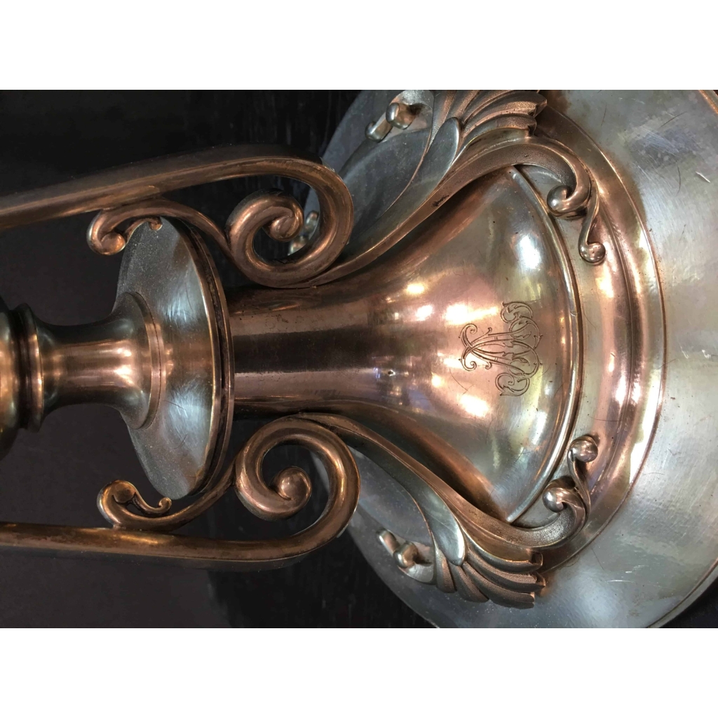Christofle Paire de candélabres en bronze argenté 7 lumières | Biron Christofle Paire de candélabres en bronze argenté 7 lumières