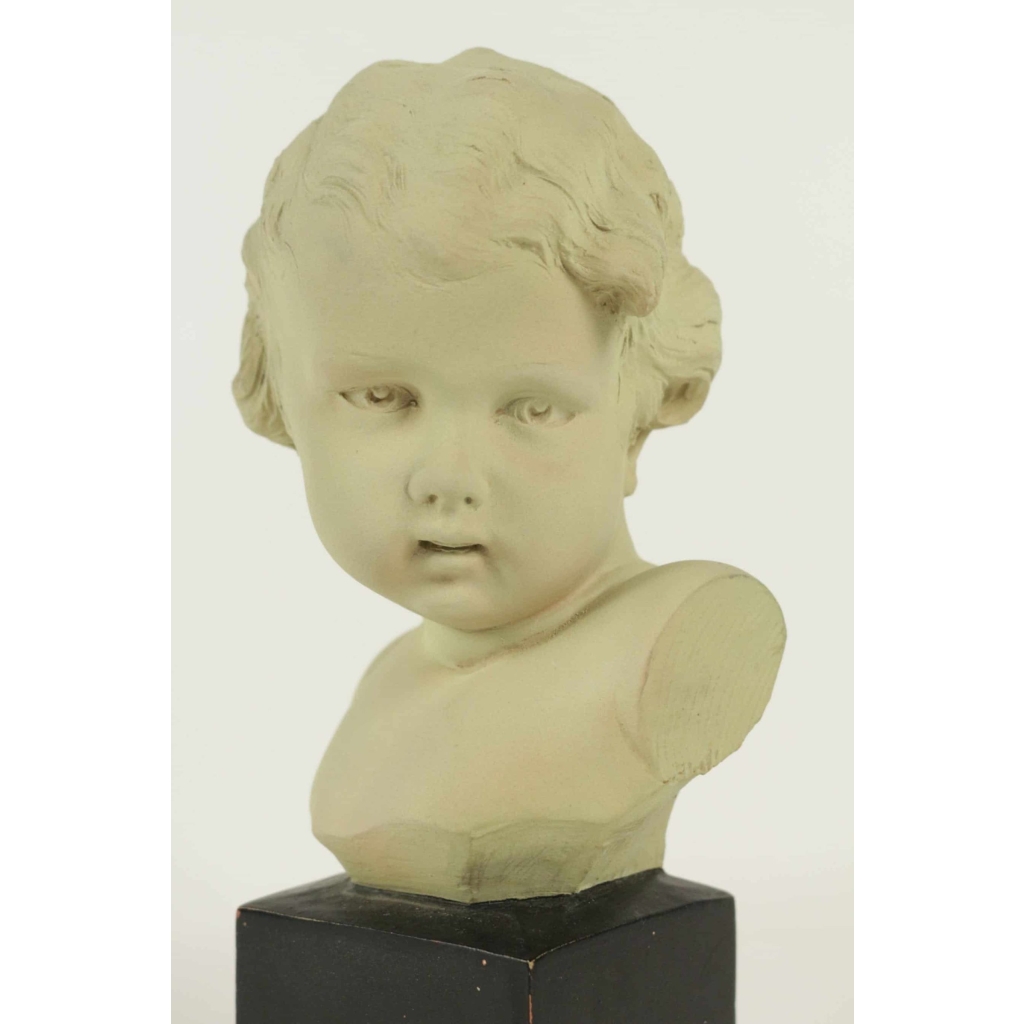 Buste d’Enfant en Terre Cuite, Signé de GOBET | Biron Buste d'Enfant en Terre Cuite, Signé de GOBET