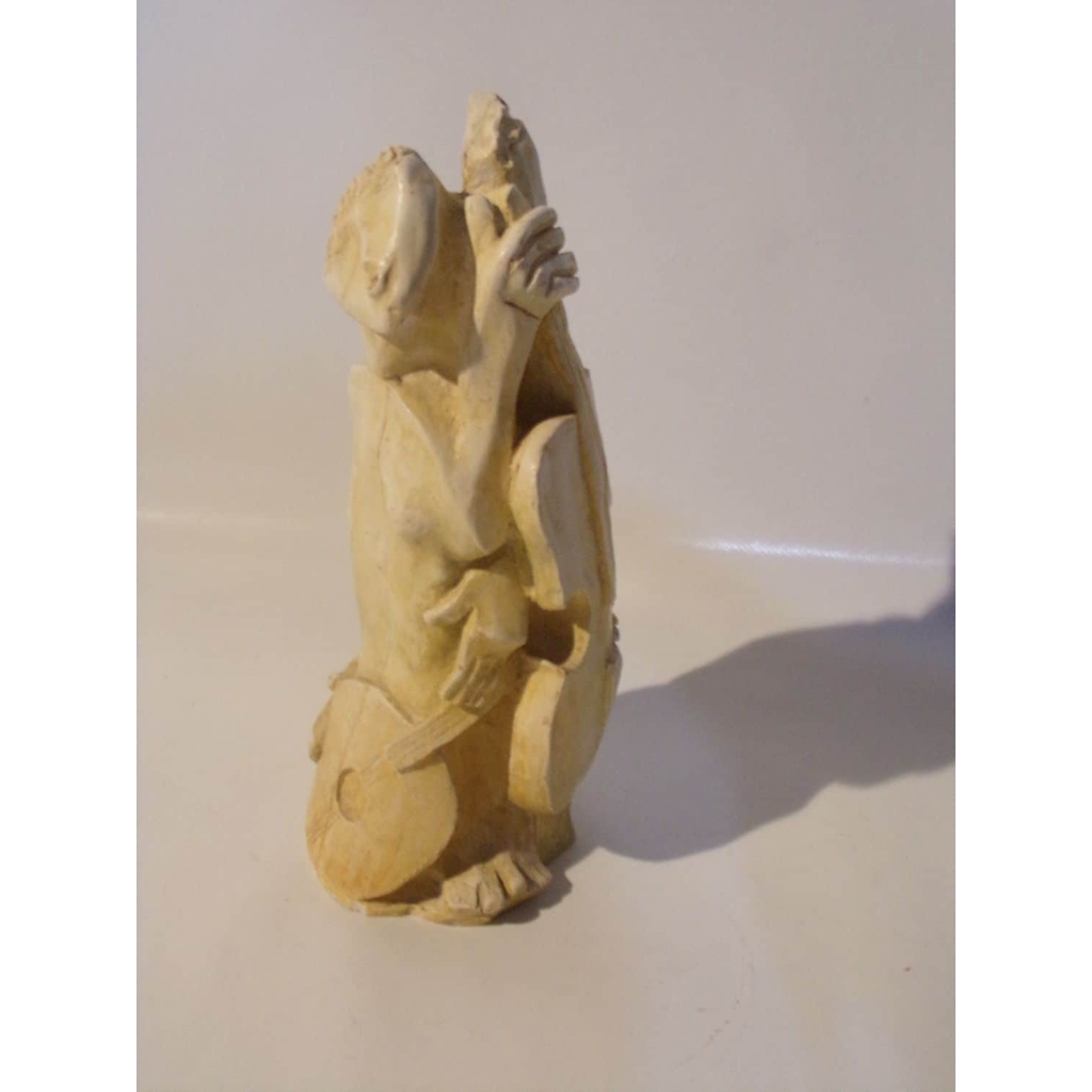 F. BERNARD SCULPTURE CUBISTE TROIS MUSICIENS PLATRE SIGNE DATE HAUTEUR 27 cm | Biron F. BERNARD SCULPTURE CUBISTE TROIS MUSICIENS PLATRE SIGNE DATE HAUTEUR 27 cm