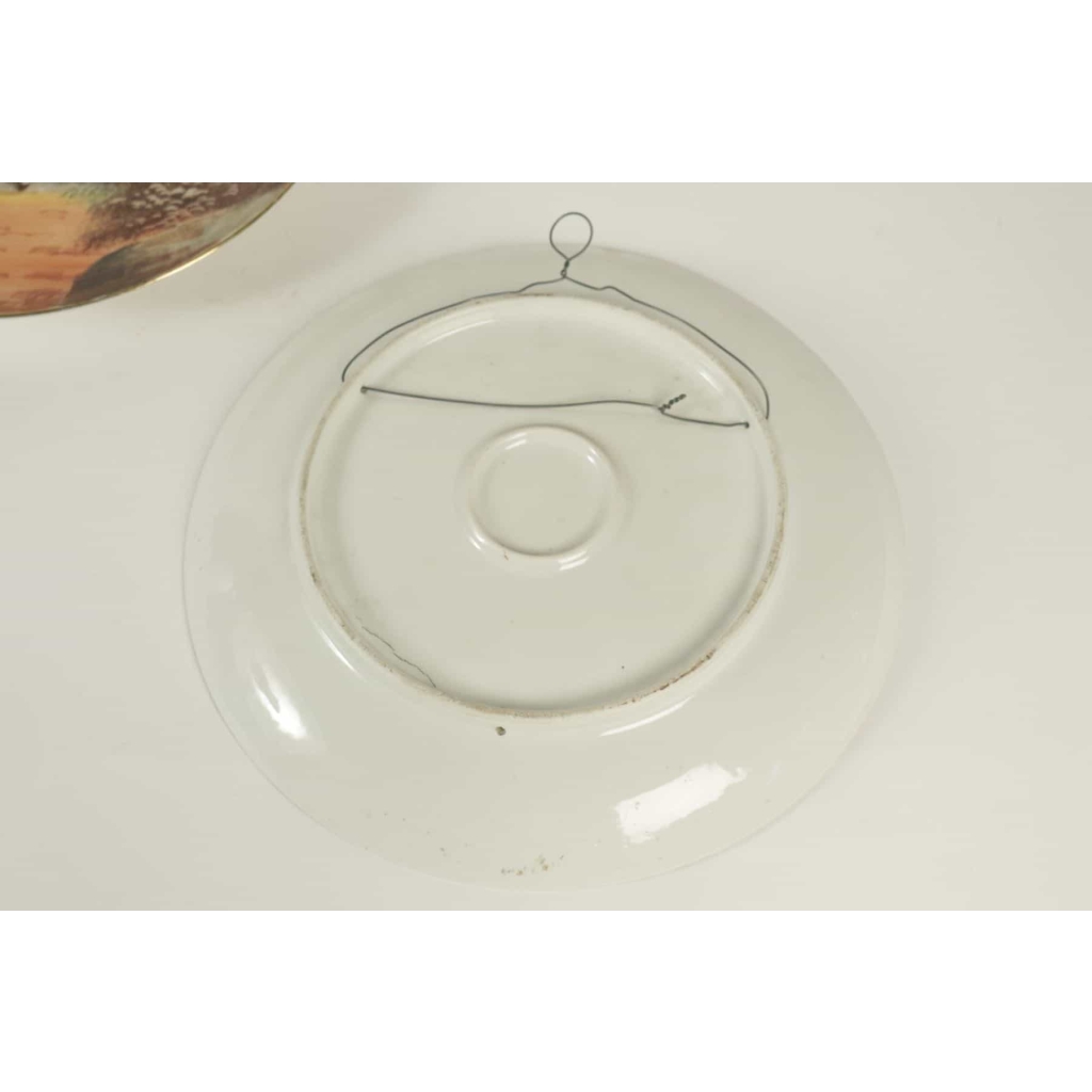 Paire d’assiettes en porcelaine peinte à la main du XIXème siècle. | Biron Paire d'assiettes en porcelaine peinte à la main du XIXème siècle.
