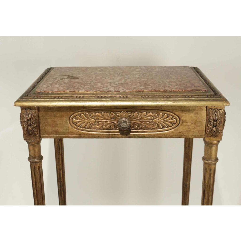 Elégante console avec un tiroir en ceinture de style Louis XVI de bédut du XXème siècle. | Biron Elégante console avec un tiroir en ceinture de style Louis XVI de bédut du XXème siècle.