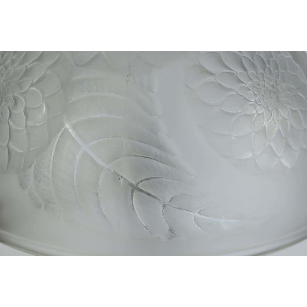 René Lalique « Dalhias » Table Lamp on Silver Bronze Base | Biron René Lalique "Dalhias" Table Lamp on Silver Bronze Base