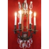 Paire d'importantes appliques en bronze pâtiné et pampilles du XIXème siècle, 4 lumières.