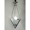 Très jolie petit lustre Art Déco, circa 1930, en acier et verre, 1 lumière. | Biron Très jolie petit lustre Art Déco, circa 1930, en acier et verre, 1 lumière.