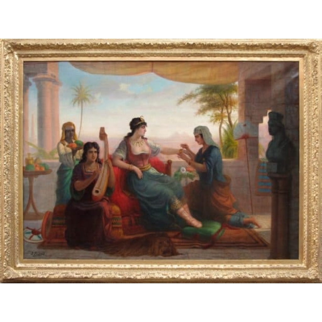 "CLEOPATRE" HUILE SUR TOILE SIGNEE EN BAS A GAUCHE L.PRADARD, CIRCA 1860