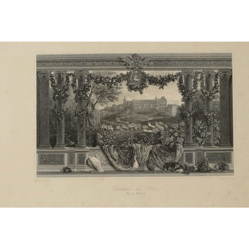 Paire de gravures représentant le château de Blois et le château de vincennes gravées par Skelton et éditées par le musée du Louvres. | Biron Paire de gravures représentant le château de Blois et le château de vincennes gravées par Skelton et éditées par le musée du Louvres.