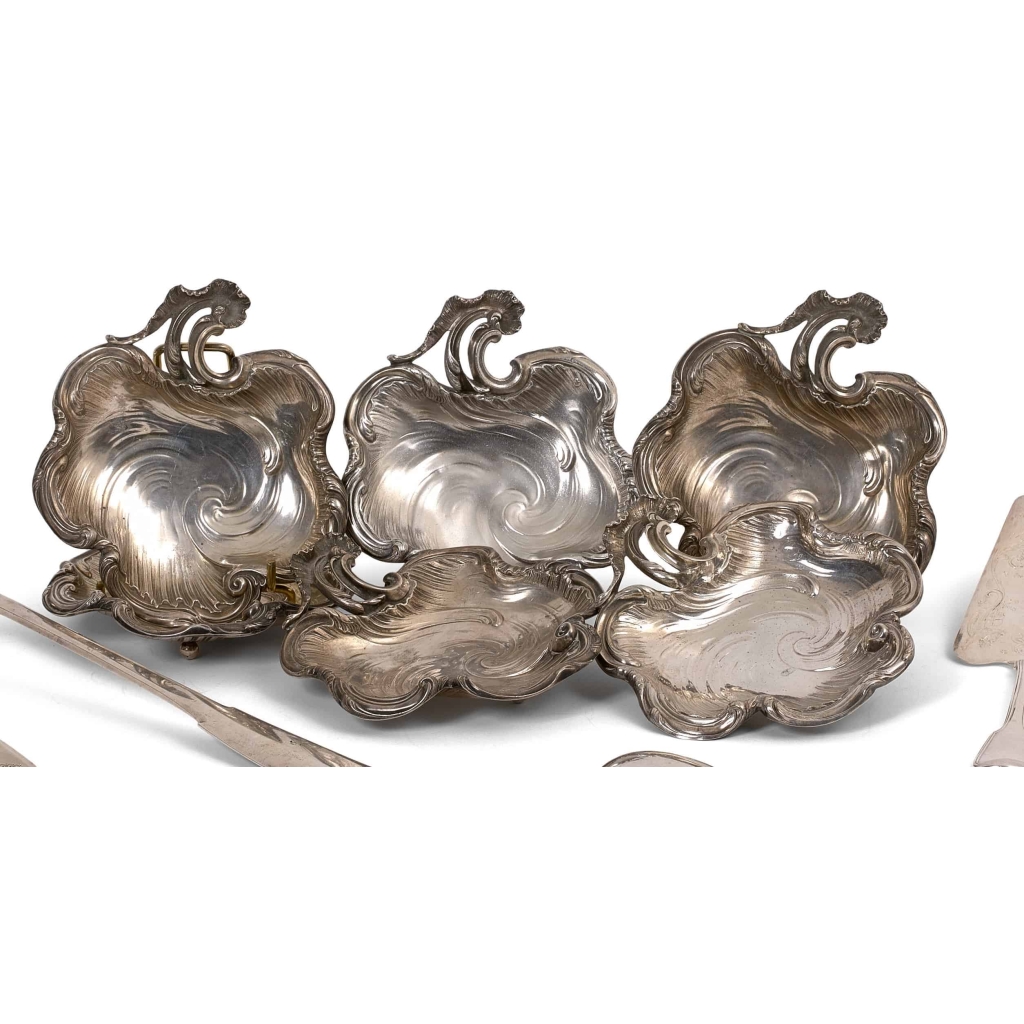 Queille ensemble de 6 coupes coquilles argent massif circa 1840 | Biron Queille ensemble de 6 coupes coquilles argent massif circa 1840