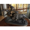 Bronze « Cowboy chassant le bison », signé ISIDORE BONHEUR. Réf: 374 | Biron ||||