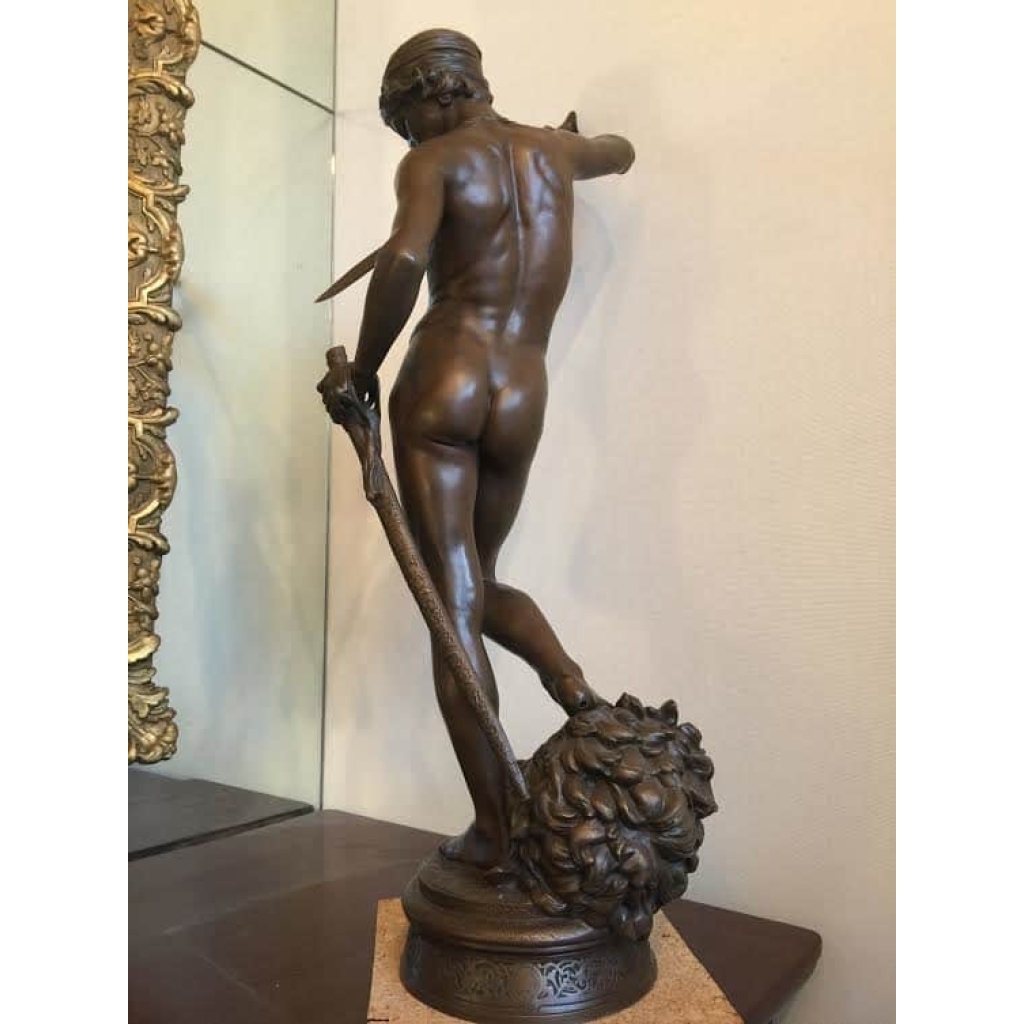 Bronze « DAVID VAINQUEUR DE GOLIATH », signé Antonin Mercier. Réf: 393 | Biron Bronze "DAVID VAINQUEUR DE GOLIATH", signé Antonin Mercier. Réf: 393