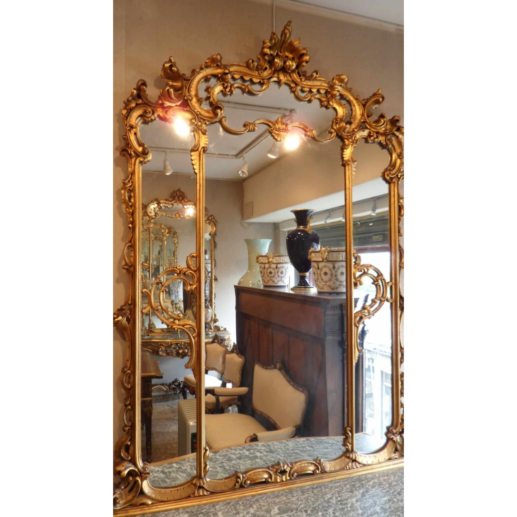 Console et son miroir en bois sculpté et doré. Réf: 226. | Biron Console et son miroir en bois sculpté et doré. Réf: 226.