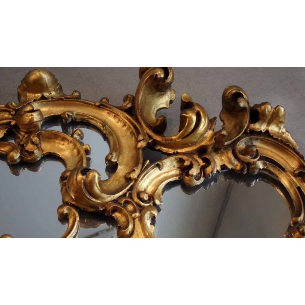 Console et son miroir en bois sculpté et doré. Réf: 226. | Biron Console et son miroir en bois sculpté et doré. Réf: 226.