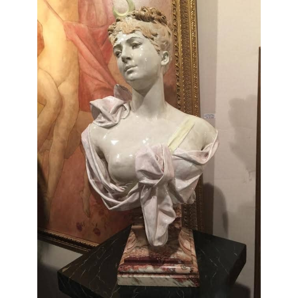 Buste « DIANE » en céramique, signé A.Carrier-Belleuse. Réf: 165 | Biron ||||||