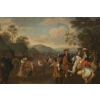 Campement de cavaliers, paire de tableaux, fin XVIII ème siècle