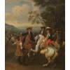Campement de cavaliers, paire de tableaux, fin XVIII ème siècle