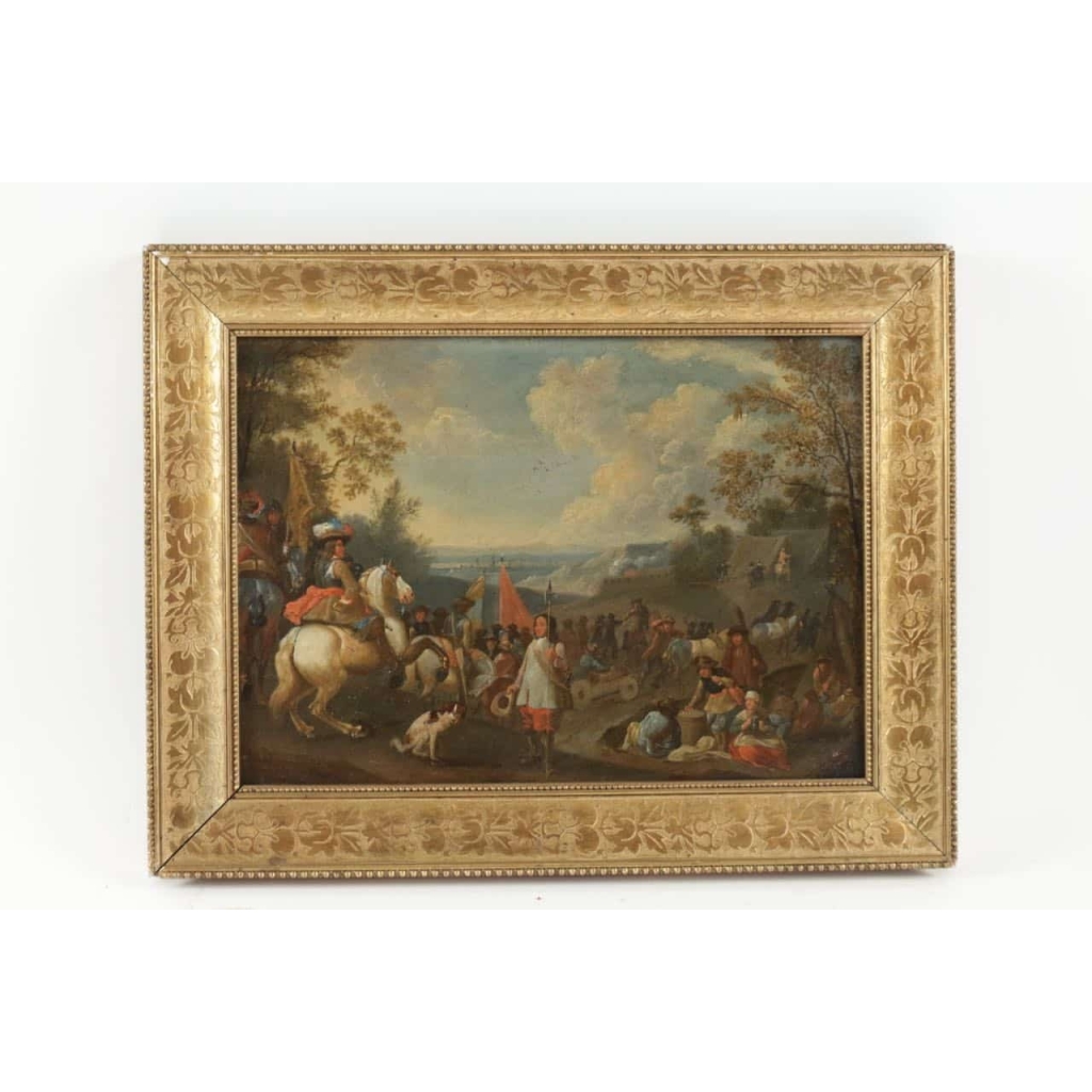Campement de cavaliers, paire de tableaux, fin XVIII ème siècle