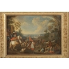 Campement de cavaliers, paire de tableaux, fin XVIII ème siècle