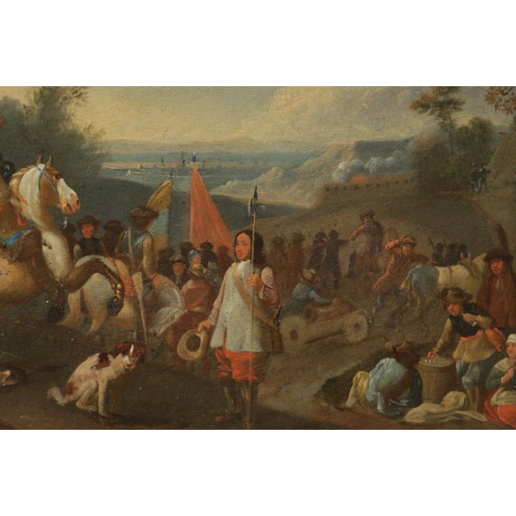 Campement de cavaliers, paire de tableaux, fin XVIII ème siècle