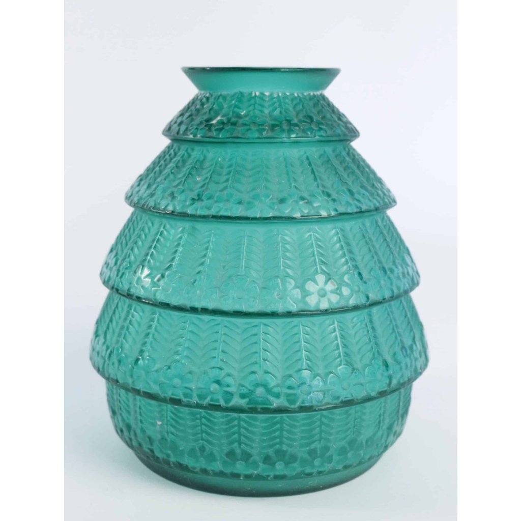 René lalique Vase « Ferrière » teinté Vert | Biron 