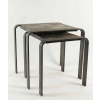 Table gigogne des années 1960-1970 en fer forgé et ardoise. | Biron Table gigogne des années 1960-1970 en fer forgé et ardoise.