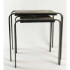 Table gigogne des années 1960-1970 en fer forgé et ardoise. | Biron Table gigogne des années 1960-1970 en fer forgé et ardoise.