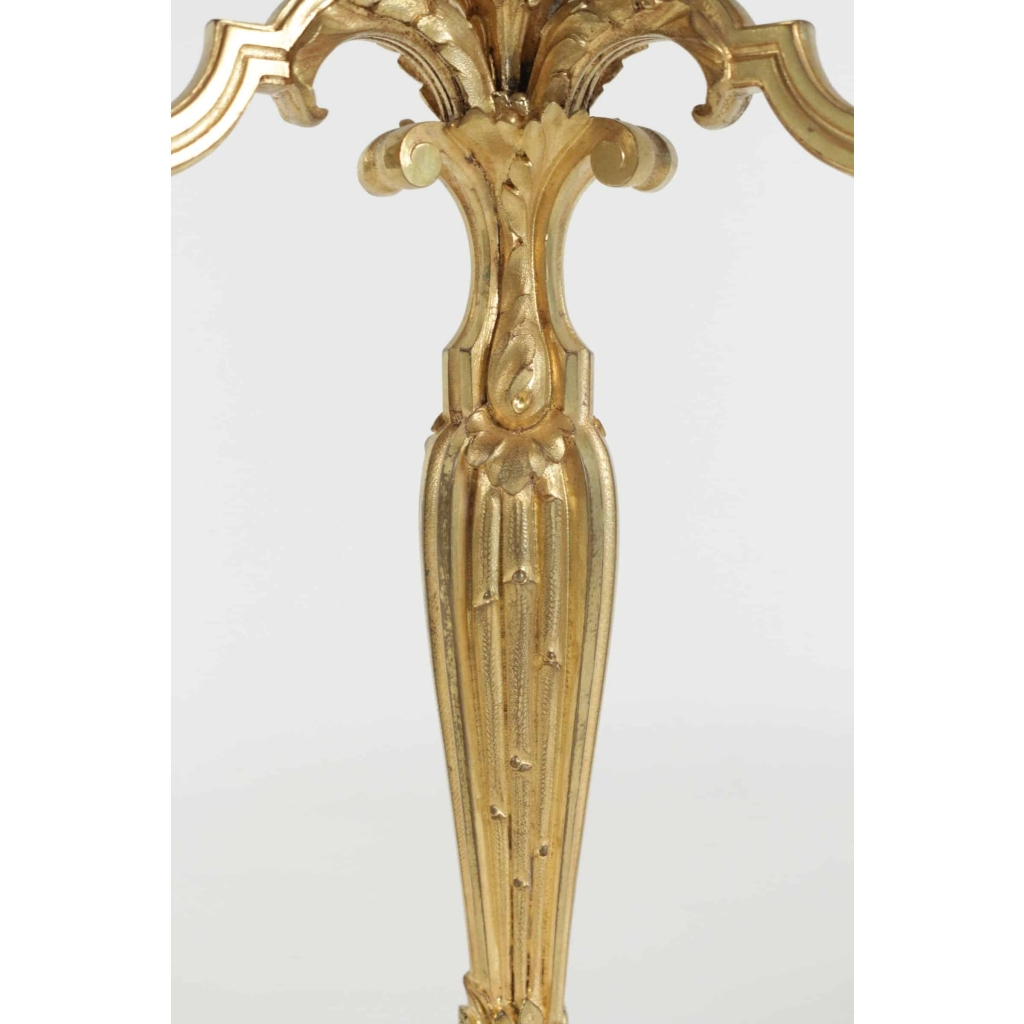 Paire de Candélabre de style Louis XV en bronze doré, 19ème siècle, dorure d’origine. | Biron Paire de Candélabre de style Louis XV en bronze doré, 19ème siècle, dorure d'origine.