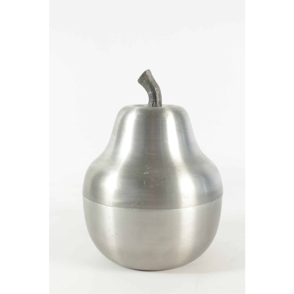 Sceau à glace formant une poire en acier brossé des années 1970. | Biron Sceau à glace formant une poire en acier brossé des années 1970.