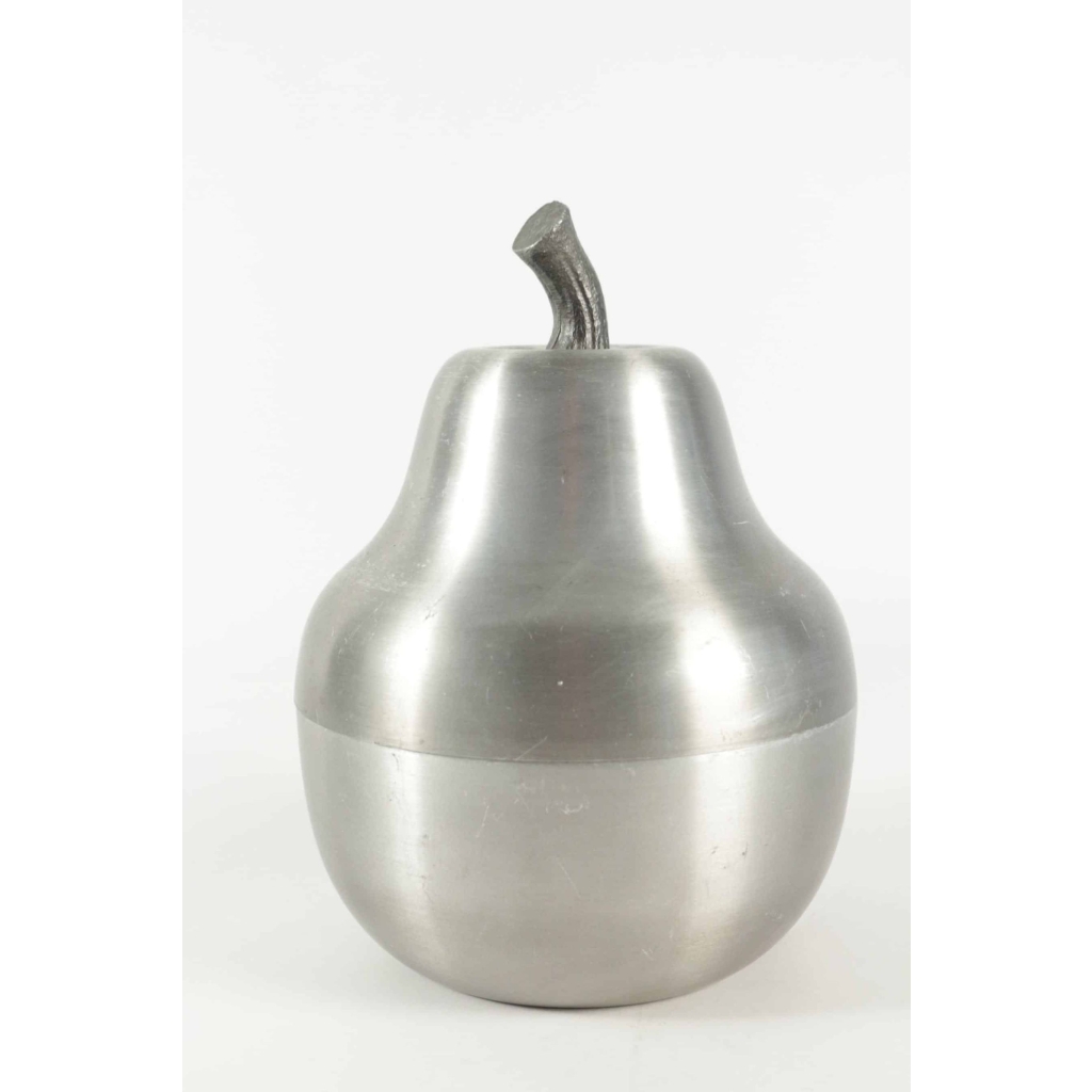 Sceau à glace formant une poire en acier brossé des années 1970. | Biron Sceau à glace formant une poire en acier brossé des années 1970.