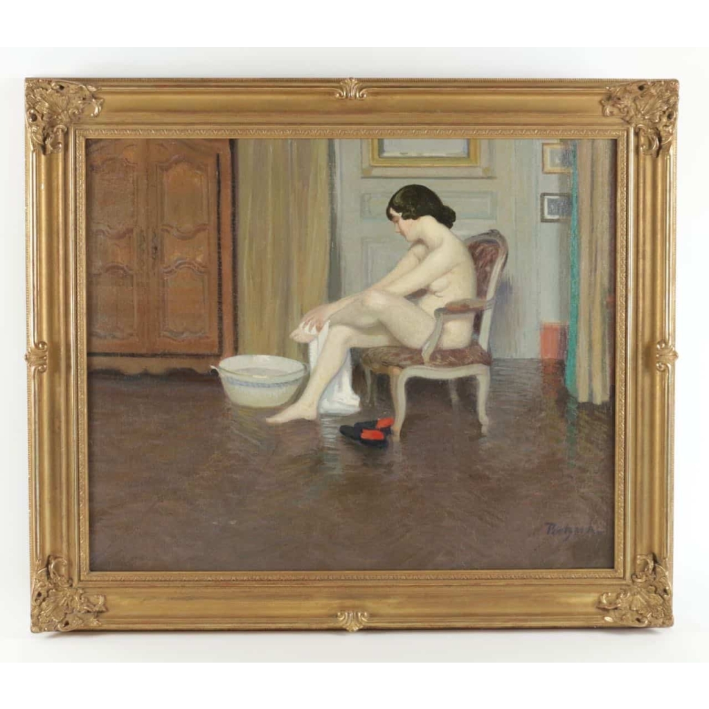 Femme au tub. Par Gustave Poetzsch (1870-1950)