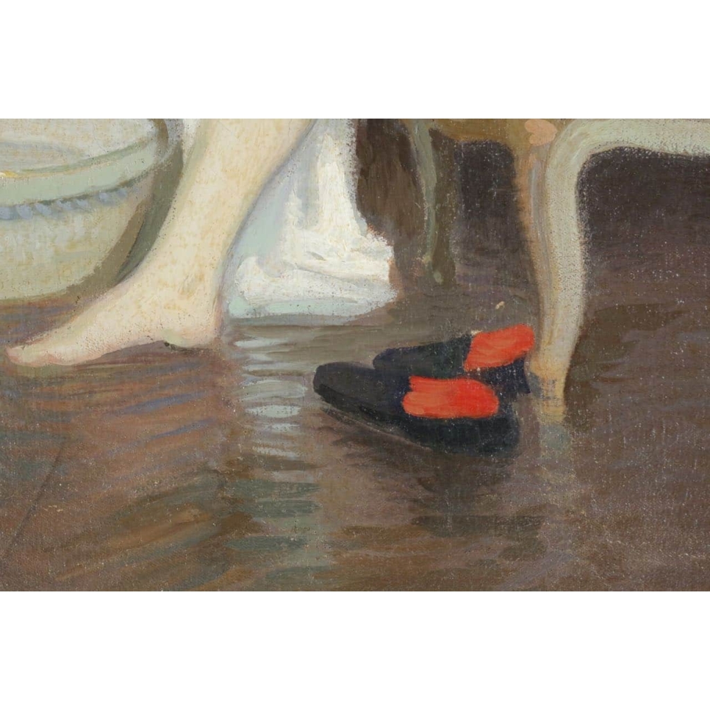 Femme au tub. Par Gustave Poetzsch (1870-1950)