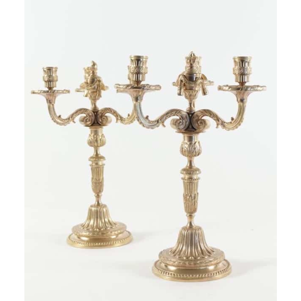 Paire de Candélabre de style Louis XV en bronze doré, 19ème siècle, époque napoléon III