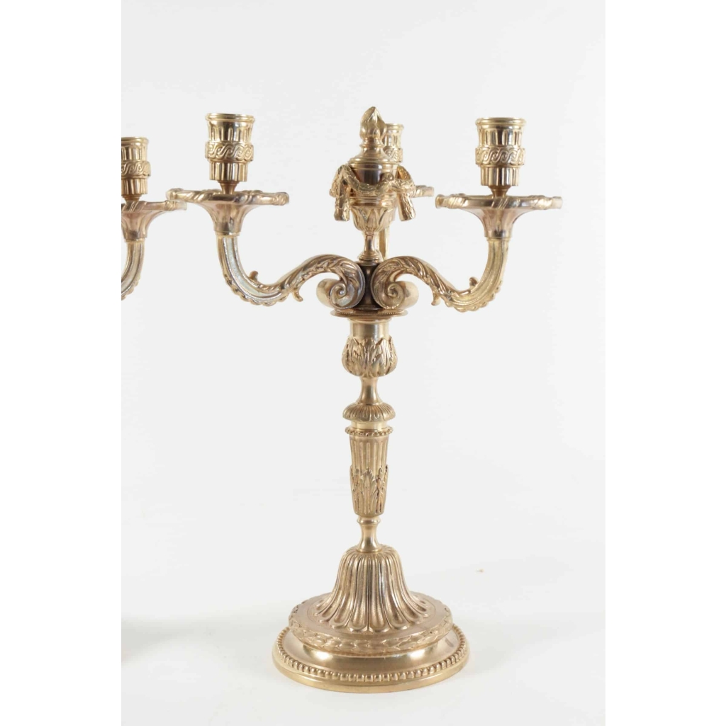 Paire de Candélabre de style Louis XV en bronze doré, 19ème siècle, époque napoléon III
