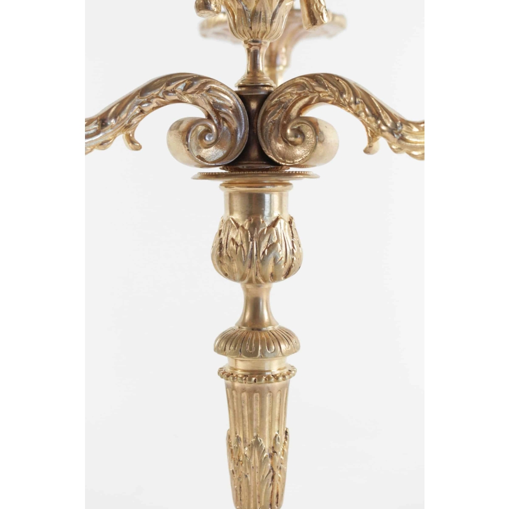 Paire de Candélabre de style Louis XV en bronze doré, 19ème siècle, époque napoléon III