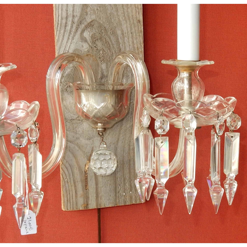 1950' Paire d'appliques 2 Bras Cristal Baccarat
