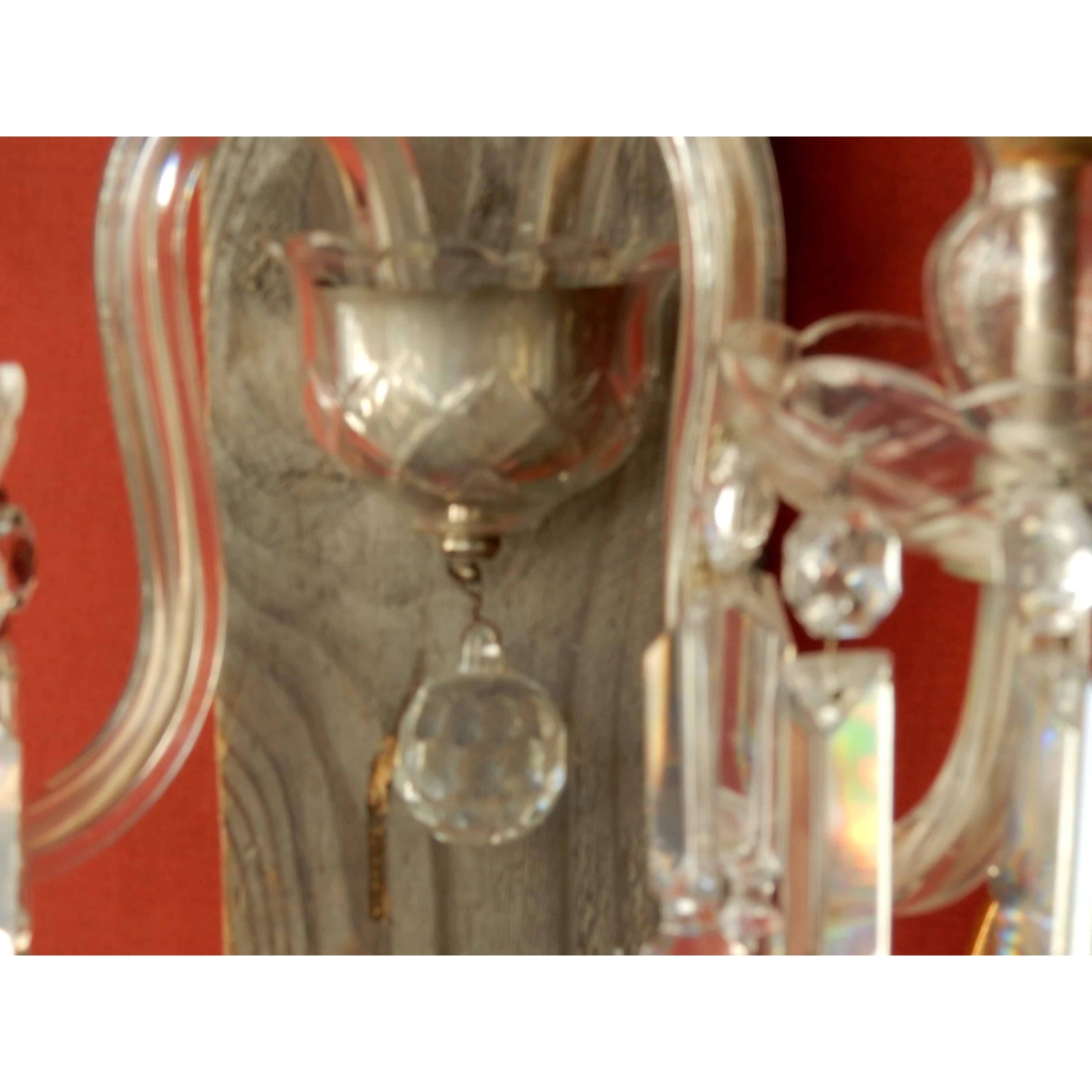 1950' Paire d'appliques 2 Bras Cristal Baccarat